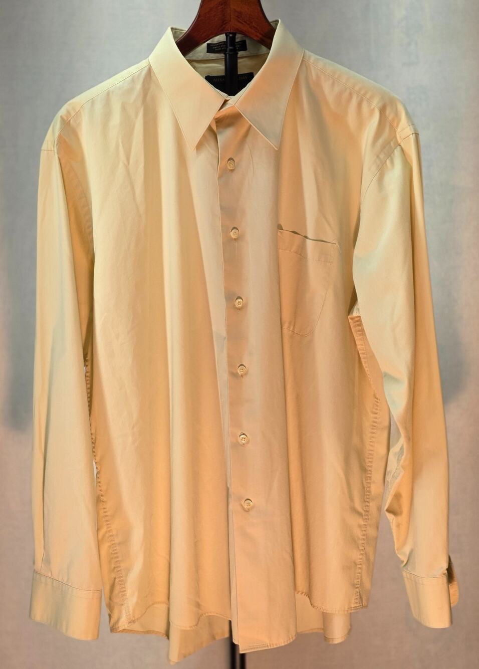 Alexander Julian Colours Men Dress Shirt Large 16 16.5 34/35 Yellow Button Up